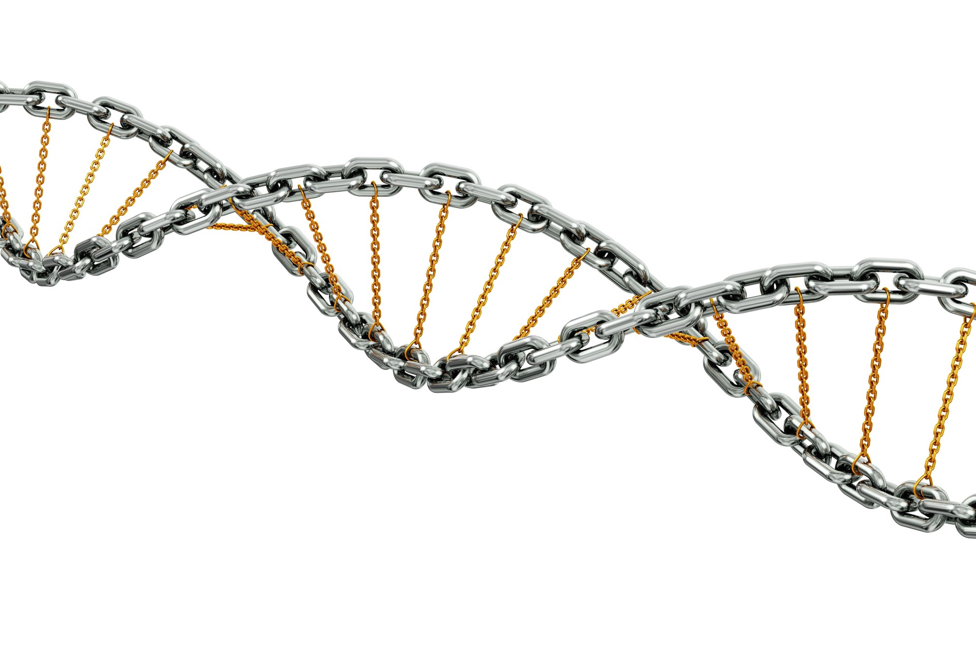 Gold and silver chains forming DNA strand
