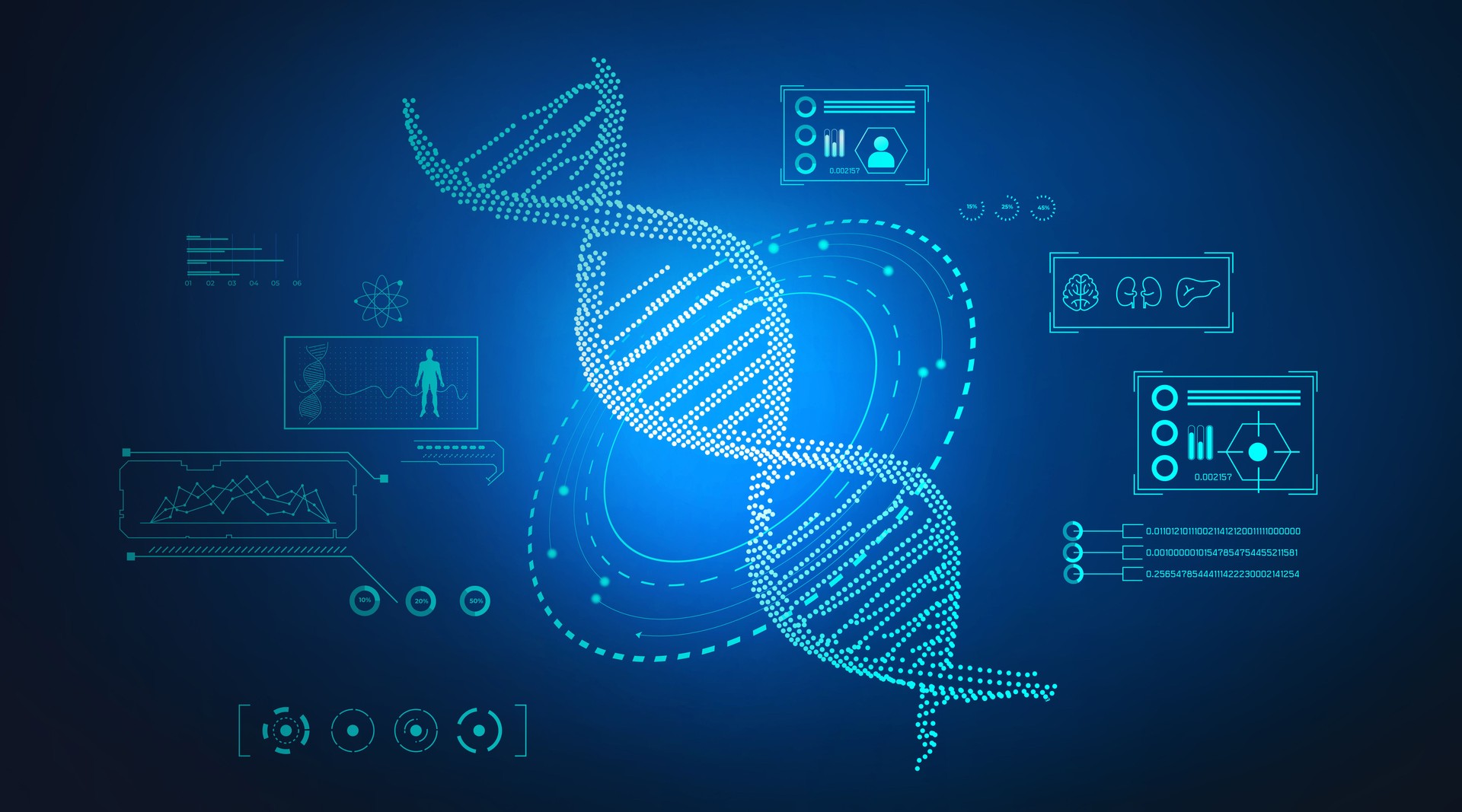 DNA. Digital healthcare and network connection on hologram modern virtual screen interface